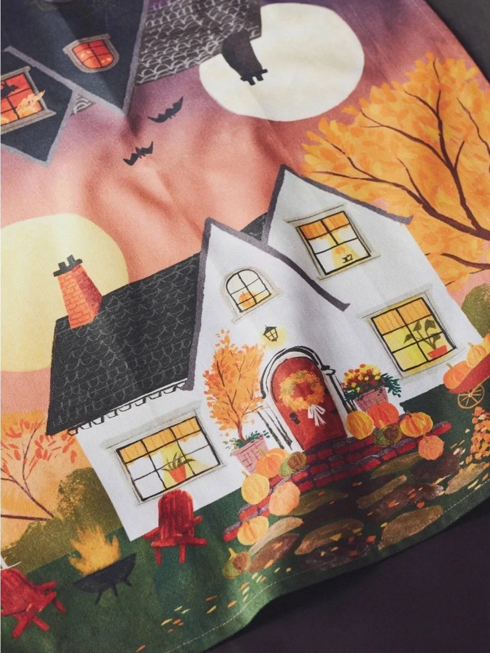 NEW Anthropologie Haunted Fall House Dish Towel
